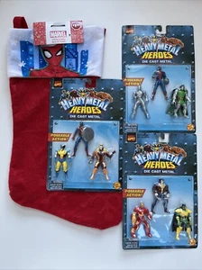 Holiday Stocking w/nine 1999 Marvel Comics Heavy Metal Heroes, NIB Ready To Give - Picture 1 of 7