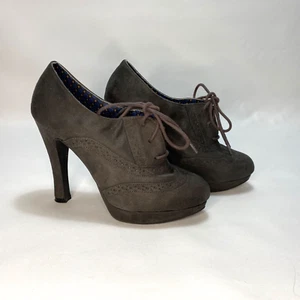 Fioni Women's Platform Stiletto Heel Shoes Dark Gray Faux Suede Spectators 8.5 - Picture 1 of 9