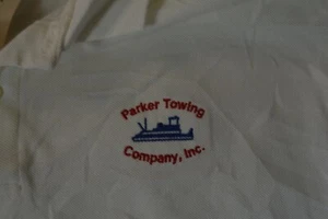 2XL White Parker Towing Company 2 Button Collared Polo NWT Cotton - Picture 1 of 4