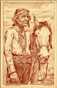 Navajo und Pferd a/s EH Bischoff Arizona Postkarte - Bild 1 von 2