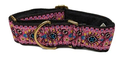 Collar de perro/galgo martingala de 2". Rosa alegre. Talla mediana 14-18" Foto 1 de 3