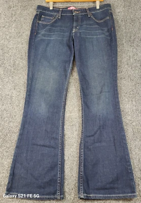 Levi's 518 Superlow Bootcut Denim Jeans Womens 13/34x32 Blue Dark Wash Stretch - Image 1 of 4