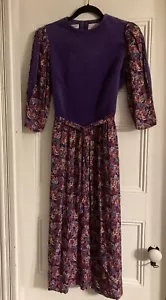 Vintage Jane Schaffhausen Belle France Dress Floral Partial Velvet Size 10 - Picture 1 of 13
