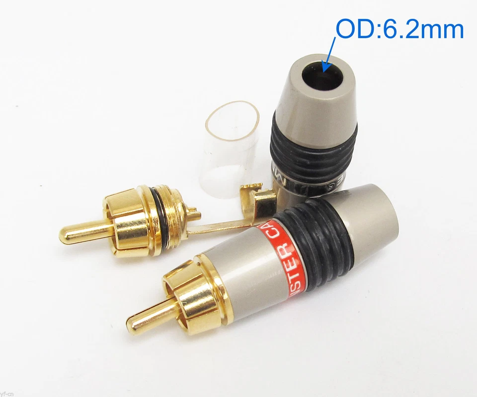 1Pair Monster Gold Plated Copper RCA Plug Audio Cable Soldering Male Connector - Image 1 of 4