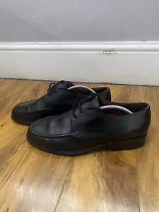 Vintage Mens Deep Comfort Wide For Derby Leather Shoes Black Size 11 - Picture 1 of 9