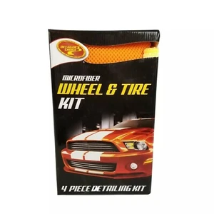 Wheel & Tire Car Detail Kit 4 Pc Set Lug Brush Microfiber Towel Application Pad - Picture 1 of 8