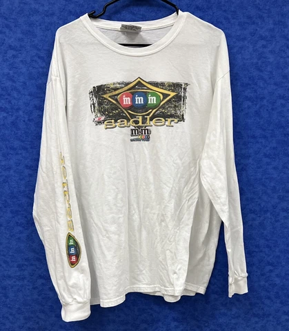 White T Shirt Chase Authentics M&Ms Sader Robert Yates Mens Womens Sz M L/S Cover