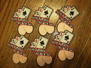 VINTAGE PATCH LOT OF 6 POKER PLAYERS GO FOR THE NUTS ADULT HUMOR 1990'S - Picture 1 of 2