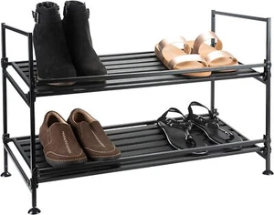 Organize It All 2 Tier Shoe Rack, Dimensions: 25.12 x 11.42 x 17.01, Espresso - Picture 1 of 11