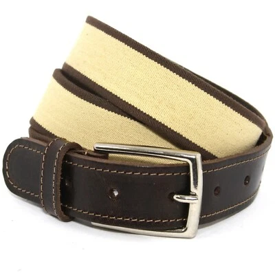 Cintura Elastica Beige Uomo vera Pelle Marrone Cinta Donna in Cuoio di da 3 cm - Immagine 1 di 4