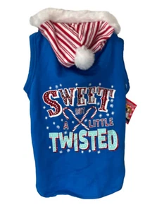 Christmas Dog Fleece Sweater Sweet But A Little Twisted Glitter Graphic Sz L - Picture 1 of 4