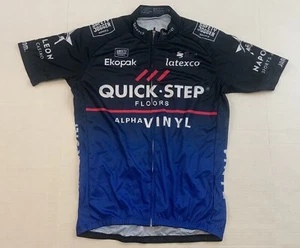 Black Short Sleeve Cycling Jersey Quickstep Team Full Zip Men’s Sz L - Picture 1 of 2