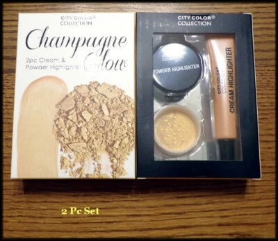 Новый в коробке город цвет 2 шт набор Chanpagne зарево мерцающий крем и порошок хайлайтер - Изображение 1 из 2