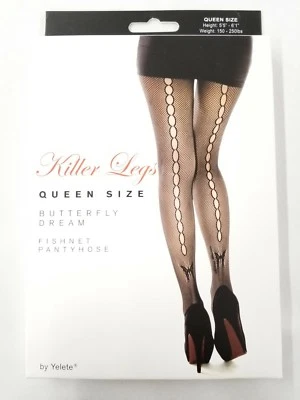 Yelete Killer Legs Fishnet Pantyhose Stocking  Butterfly Dream Size Queen — 第 1/4 张图片
