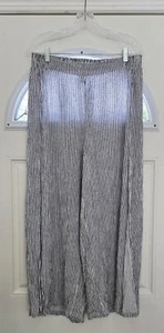 West Loop Hose Damen L schwarz weiß gestreift weites Bein Pull On Boho hoher Schlitz - Bild 1 von 14