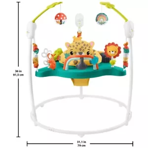Fisher Price Jumperoo Leopard Baby Bouncer Animal Activity Toy Lights Sounds 360 - Picture 1 of 7
