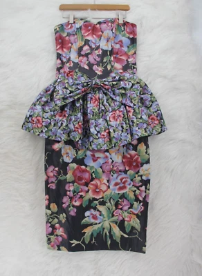 Vestido Iris Ann San Antonio Vintage Sin Tirantes 100% Algodón Floral Flor Talla 6 #308 Foto 1 de 4