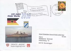 Fregatte Bayern Flotten Flaggschiff 2010 128 Jahre Kieler Woche Sonderbrief - Bild 1 von 1