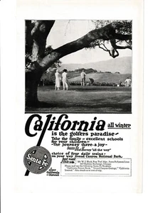 Santa Fe Railroad Print Ad 1924 California People On Golf Course - Picture 1 of 1