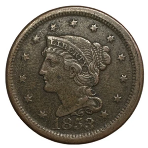 Centavo grande cabello trenzado 1853 - En muy buen estado - Imagen 1 de 2