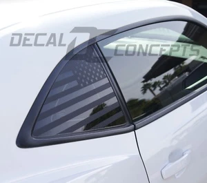 2010-2015 Camaro Carbon Fiber American Flag Rear Quarter Window Accent Decal (2) - Picture 1 of 2