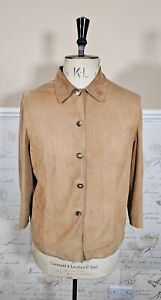 Loro Piana Women's Medium Shirt ~ Lamb Suede Leather Brown Vintage UK 40/ EU 50