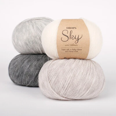 Baby Alpaca and Merino Wool Yarn, Lightweight Non-ItchyYarn,1.8 oz Drops SKY - Image 1 of 4