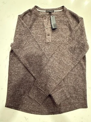 Camisa Banana Republic Para Hombres Mediana Marrón Jaspeado Manga Larga Suave Henley Foto 1 de 4