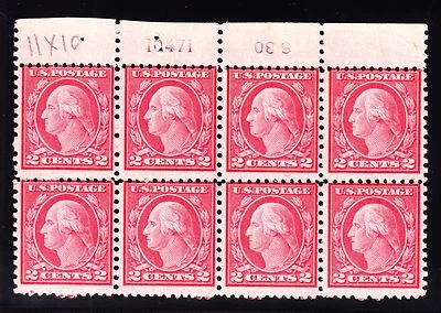 US 540 2c Washington Mint Top Plate # Block 8 w/S30 Invert F-VF OG NH SCV $725 - Image 1 of 2