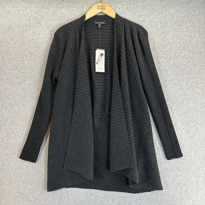 Cárdigan acanalado de lana merino Eileen Fisher suéter gris carbón talla mediana nuevo con etiquetas Foto 1 de 4