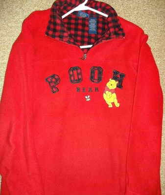 Suéter DE COLECCIÓN Winnie the Pooh Mujer Mediano Rojo Polar Pullover 1/4 Cremallera Oso Años 90 Foto 1 de 4