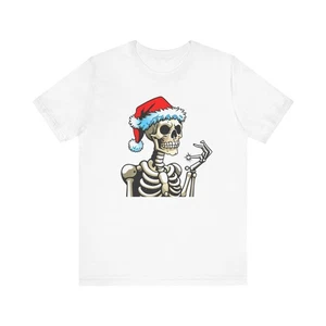 Christmas Skeleton Shirt, Holiday Xmas Stocking Hat Top, Winter Wear, Party - Picture 1 of 33