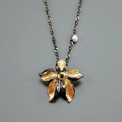 Jewelry women Natural Chrome Diopside Necklace 925 Sterling Silver 17.5"/N26883 - Image 1 of 4