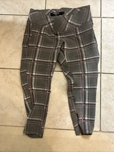 Torrid Pixie Pull-On Pants Women's 00 Multi Plaid Ponte Slim Stretch Gray Sz 10 - Picture 1 of 3