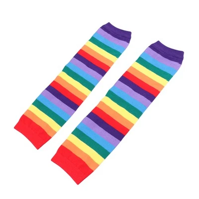  2 Pairs Rainbow Striped Leg Set Colorful Tube Socks Printing Sleeve - Image 1 of 4