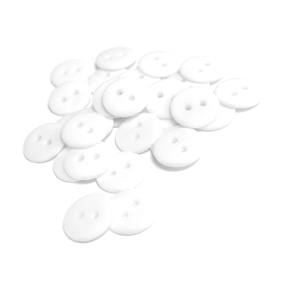 Resin Buttons White Round 15mm 2-Hole Pack Of 30 - Image 1 of 1