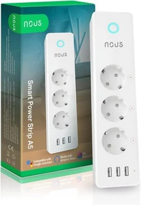 Intelligente WLAN-Steckdosenleiste 3-fach mit 15A, 1,50m Kabel - Modell Nous A5 - Bild 1 von 5