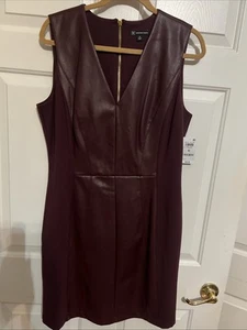 INC International Concepts Wine V Neck Ponte Sheath Dress Size 16 NWT - Picture 1 of 4