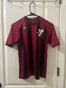 Score Youth Boys Striped Shirt Activewear YMCA Size L Black & Burgundy - Picture 1 of 12