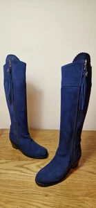 Fairfax & Favor Suede Leather Boots Size 4 Blue Excellent E50 - Picture 1 of 13