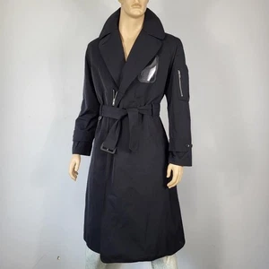 NWT~$875~RANDOM IDENTITIES~SZ M~BLACK BELTED MILITARY STYLE TRENCH COAT JACKET - Picture 1 of 24