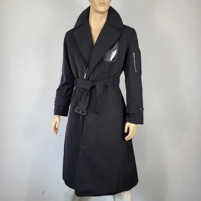 NWT~$875~RANDOM IDENTITIES~SZ M~BLACK BELTED MILITARY STYLE TRENCH COAT JACKET - Image 1 of 4
