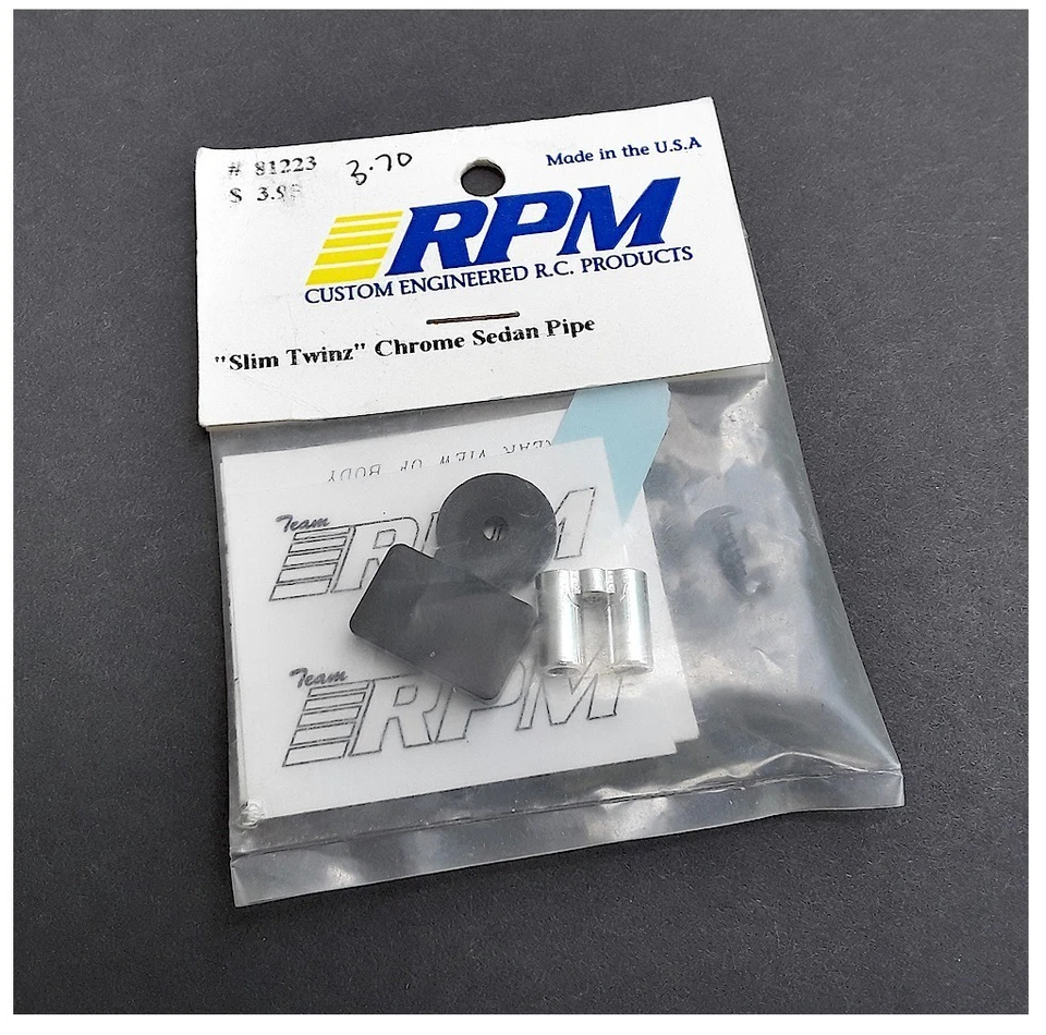 RPM 81223 Slim Twinz Chrome Sedan Exhaust Pipe Associated Yokomo Touring RC - Image 1 of 1
