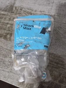 Válvula de parada de compresión SharkBite Max 1/2 x 1/2 x 3/8 pulgadas, empuje para conectar - Imagen 1 de 2