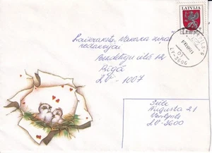 SA40a Latvia Ventspils 1995 Love Birds, to Riga cover - Picture 1 of 2