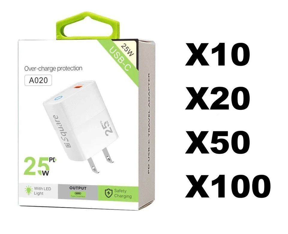 Lot of 25W QC3.0 USB-C Port Wall Charging Adapter (White) - Image 1 of 1