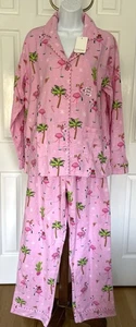 NWT P. J.  Salvage-  Women's S - Christmas Flamingos Pajama Set- Pink - Cotton - Picture 1 of 17