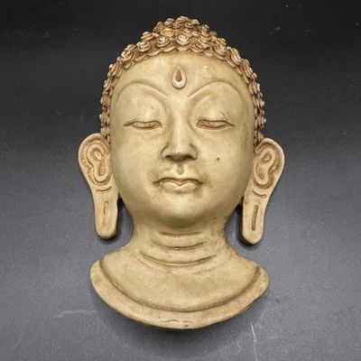 Buddha Mask 9" Wall hanging Art Sculpture Painting & Carving mask Religious - Image 1 of 4