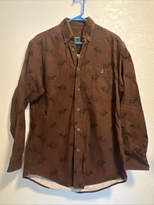Woolrich Flannel Shirt Mens Size M Elk All Over Print Cabin Hunting Outdoor - Image 1 of 4
