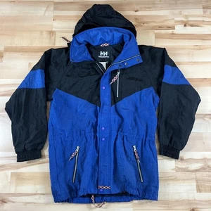 Vtg Helly Hansen Sailing Jacket M Blue Black Compass Series Hong Kong 90s Nylon - Picture 1 of 14